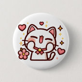 Schattigee Kawaii White Cat Ronde Button 5,7 Cm (Voorkant)