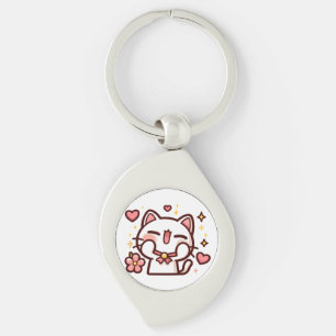 Schattigee Kawaii White Cat Sleutelhanger