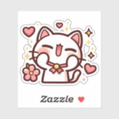 Schattigee Kawaii White Cat Sticker (Vel)