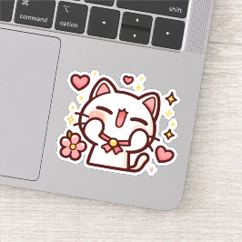 Schattigee Kawaii White Cat Sticker