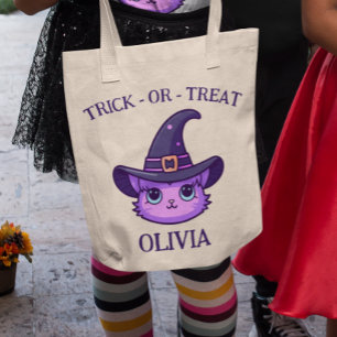 Schattigee Kawaii Witch Cat Halloween herbruikbaar Tote Bag