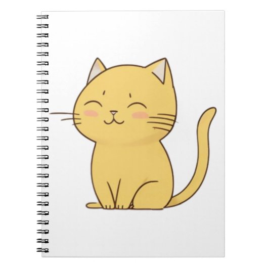 Schattigee Kawaii Yellow Cat tekening Notitieboek (Voorkant)