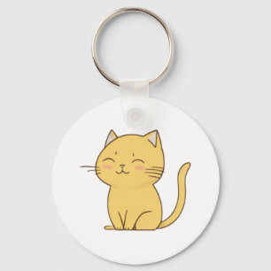 Schattigee Kawaii Yellow Cat tekening Sleutelhanger