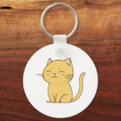 Schattigee Kawaii Yellow Cat tekening Sleutelhanger (Voorkant)