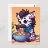 Schattigee Kawaii Zebra Eating Ramen Briefkaart (Voorkant / Achterkant)