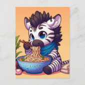 Schattigee Kawaii Zebra Eating Ramen Briefkaart (Voorkant)