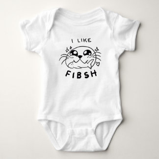 Schattigee Kawaii zeehond die vis eet Romper