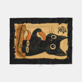 Schattigee Kawaii Zwarte Kat Eten Sushi Grappig Ja Fleece Deken (Voorkant (Horizontaal))