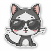 Schattigee Kawaii zwarte kat met zonnebril Schatti Sticker (Voorkant)