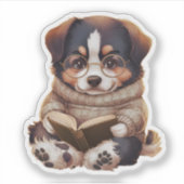 Schattigee Kawaii Zwitserse Sennenhond Leesboek Li Sticker (Voorkant)
