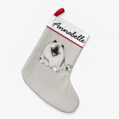 Schattigee Keeshond Hond met Puppies Keesie Holida Kleine Kerstsok (Voorkant (Hangend))