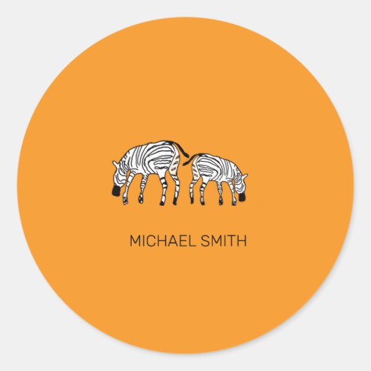 Schattigee Keniaanse zebra's, Afrikaans Sinaasappe Ronde Sticker (Voorkant)