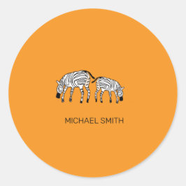Schattigee Keniaanse zebra's, Afrikaans Sinaasappe Ronde Sticker