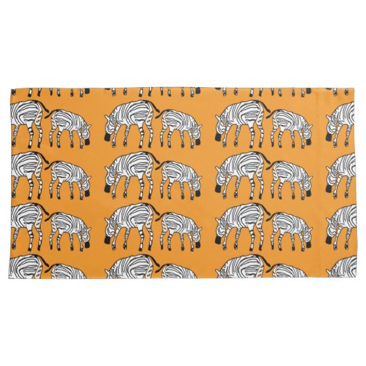 Schattigee Keniaanse Zebras Pattern Sinaasappel Kussensloop (Voorkant-Rechts)