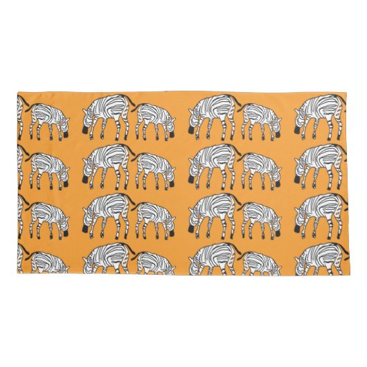 Schattigee Keniaanse Zebras Pattern Sinaasappel Kussensloop (Achterkant-Links)