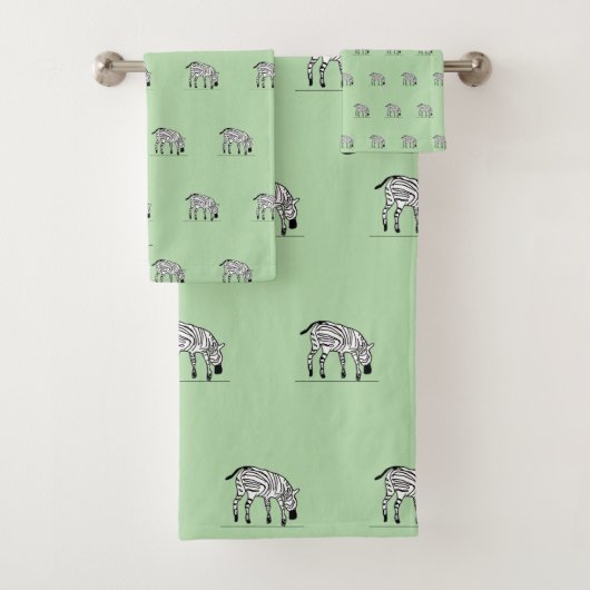Schattigee Keniaanse zebra's zacht groen Bad Handdoek (Insitu)