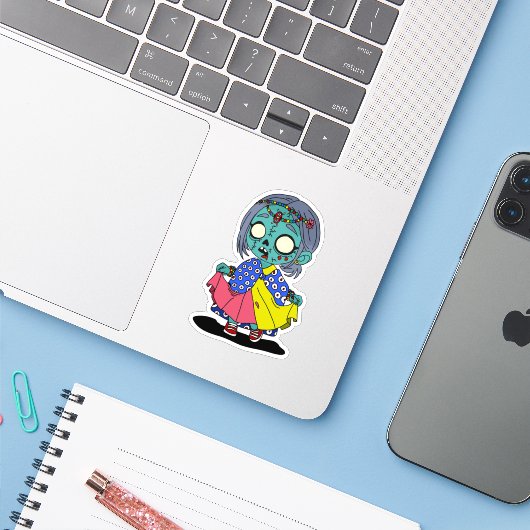 Schattigee Keniaanse zombie Sticker (Laptop met iPhone)