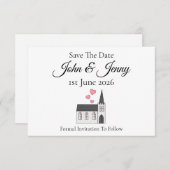 Schattigee kerkelijke bruiloft bewaar de datum (Voorkant / Achterkant)