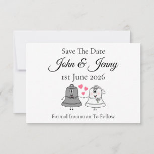 Schattigee kerkklokken bruiloft save the date