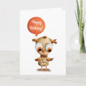 Schattigee kerkuil met ballonverjaardag kaart (Voorkant)