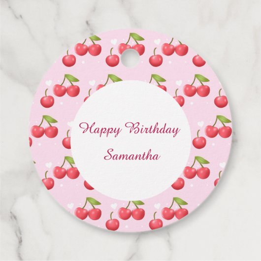 Schattigee kersen 1e verjaardag bedankjes labels (Achterkant)