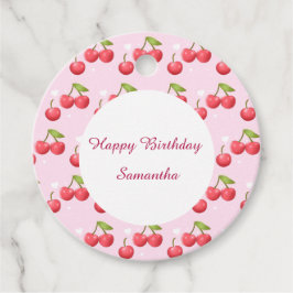 Schattigee kersen 1e verjaardag bedankjes labels