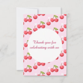 Schattigee kersen 1e verjaardag bedankkaart