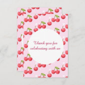 Schattigee kersen 1e verjaardag bedankkaart (Voorkant / Achterkant)