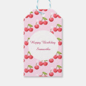 Schattigee kersen 1e verjaardag cadeaulabel (Voorkant)
