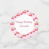 Schattigee kersen 1e verjaardag confetti (Kleine voorkant)