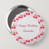 Schattigee kersen 1e verjaardag ronde button 4,0 cm (Voorkant /achterkant)