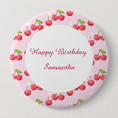 Schattigee kersen 1e verjaardag ronde button 4,0 cm (Voorkant)