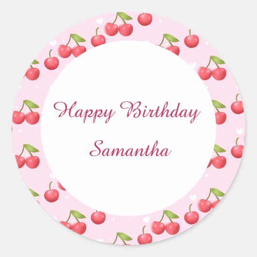Schattigee kersen 1e verjaardag ronde sticker (Voorkant)