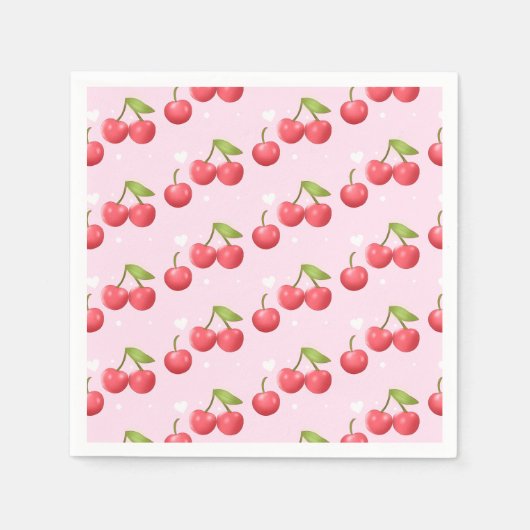 Schattigee kersen 1e verjaardag servet (Voorkant)
