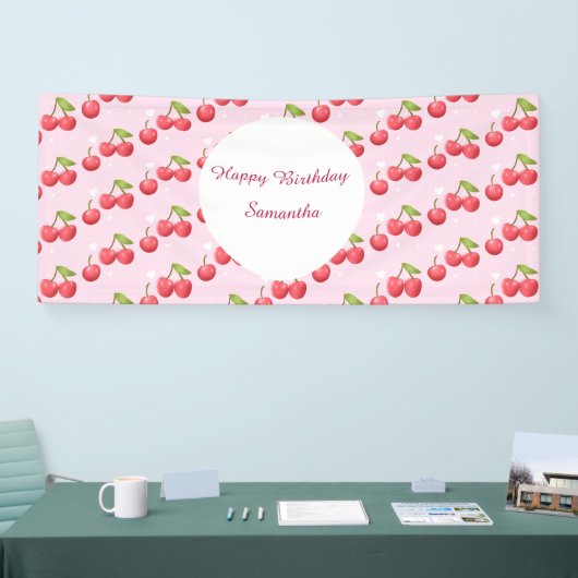 Schattigee kersen 1e verjaardag spandoek (Beurs)