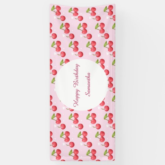 Schattigee kersen 1e verjaardag spandoek (Verticaal)