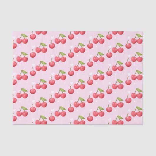 Schattigee kersen 1e verjaardag tissuepapier (Voorkant)
