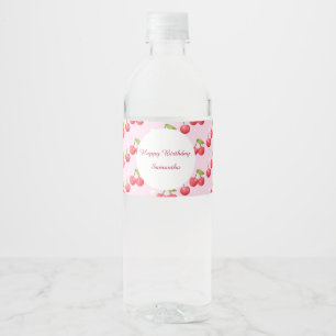Schattigee kersen 1e verjaardag waterfles etiket