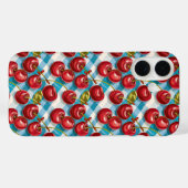 Schattigee kersen en blauw geplakt patroon Case-Mate iPhone case (Achterkant (horizontaal))