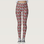 Schattigee kersen en blauw geplakt patroon leggings (Voorkant)