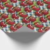 Schattigee kersen geruit midden van de eeuw cadeaupapier (Hoek)