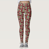 Schattigee kersen geruit plakpatroon leggings (Voorkant)