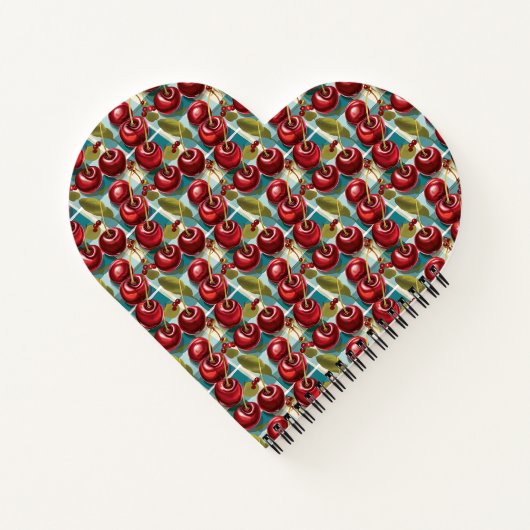 Schattigee kersen geruit plakpatroon notitieboek (Achterkant)