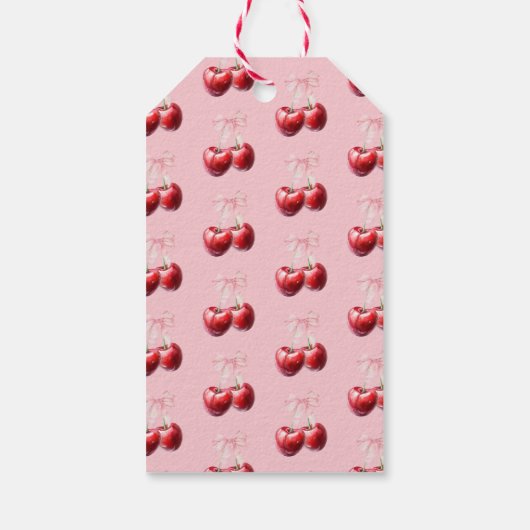 Schattigee kersen met boog Baby shower Dank u Cadeaulabel (Achterkant)