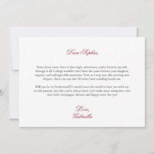 Schattigee Kersenbrief Bruidsmeisje Kaart (Achterkant)