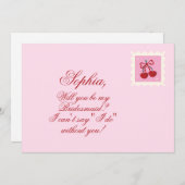 Schattigee Kersenbrief Bruidsmeisje Kaart (Voorkant / Achterkant)