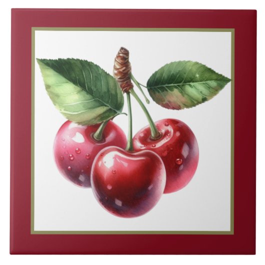 Schattigee kersenliefhebbers keuken tegeltje (Voorkant)