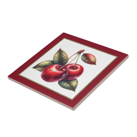 Schattigee kersenliefhebbers keuken tegeltje (Zijkant)