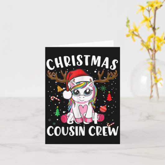 Schattigee Kerst 2024 Cousin Crew Xmas Lights Unic Kaart (Gele Bloem)