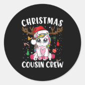 Schattigee Kerst 2024 Cousin Crew Xmas Lights Unic Ronde Sticker (Voorkant)